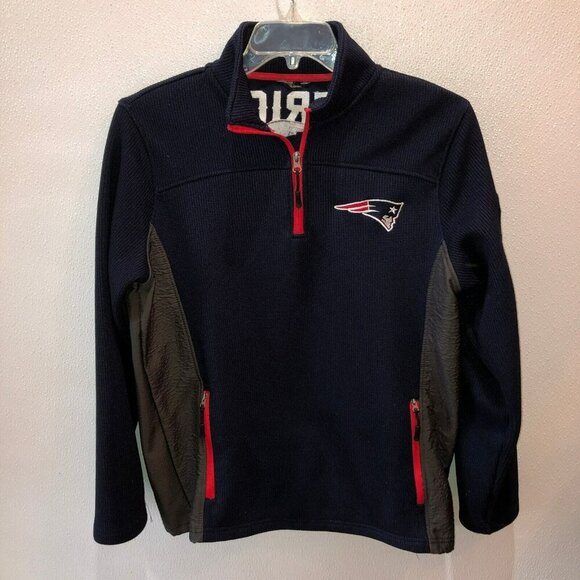 NFL New England Patriots Medium? Blue 1/4 Quarter Zip Pocket Football Jacket M? - Picture 6 of 12